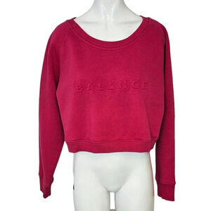 Balance Athletica Womens Long Sleeve Cropped Sweatshirt Size Medium Pink Crew